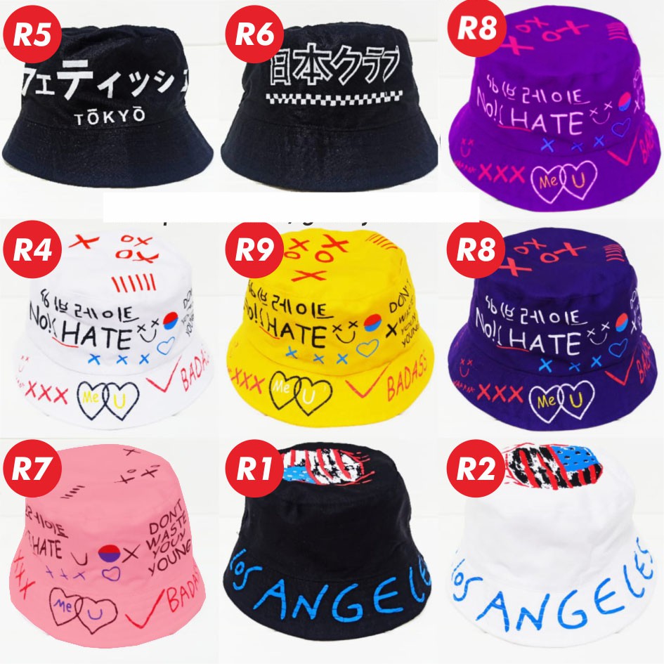Topi Bucket Korea KPOP Japan Japanese Tokyo Harajuku Los Angeles Fisherman Mancing Pantai