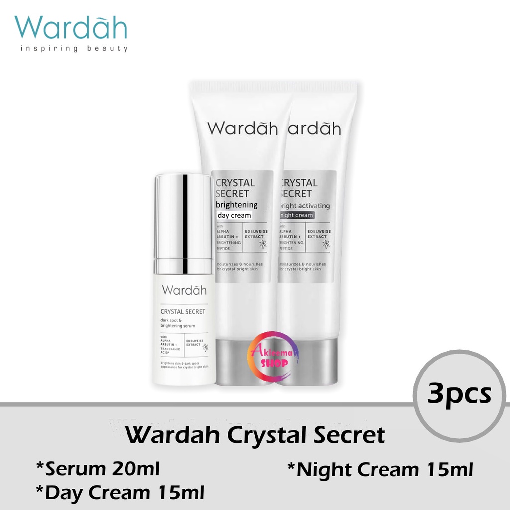 Paket Wardah Crystal Secret 3pcs(Serum 20ml+Day Cream 15ml+Night Cream 15ml)