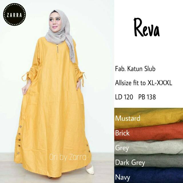 Gamis Syari Reva Katun Polos Jumbo