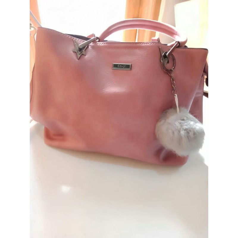 Preloved Tas Wanita Enji pink, original