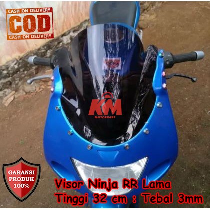 Visor Windshield Ninja RR Lama Old Jenong Hitam dan Bening Tebal 3mm Bahan Kaca Akrilik