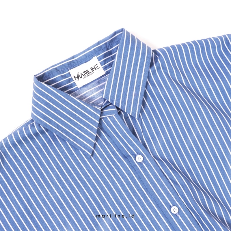 EILIF Oversized Striped Shirt - Kemeja Katun loose oversized motif stripes