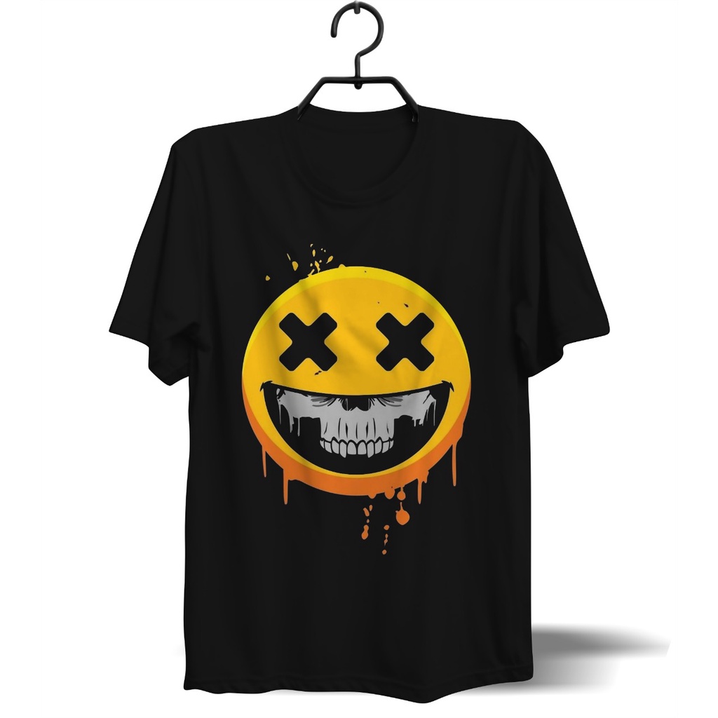 soa56 - BAJU KAOS DISTRO DTF DTG COMBE D30S EMOT SMILE SKULL TERBARU