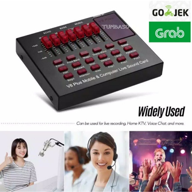 V8 PLUS Live Broadcast Sound Card Audio External USB Headset Microphone Live Broadcast Sound Card