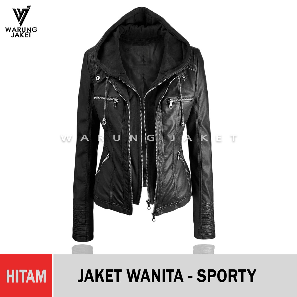 Jaket Kulit Sintetis Casual Hoodie WJS131 SEMIKULIT - PU ...