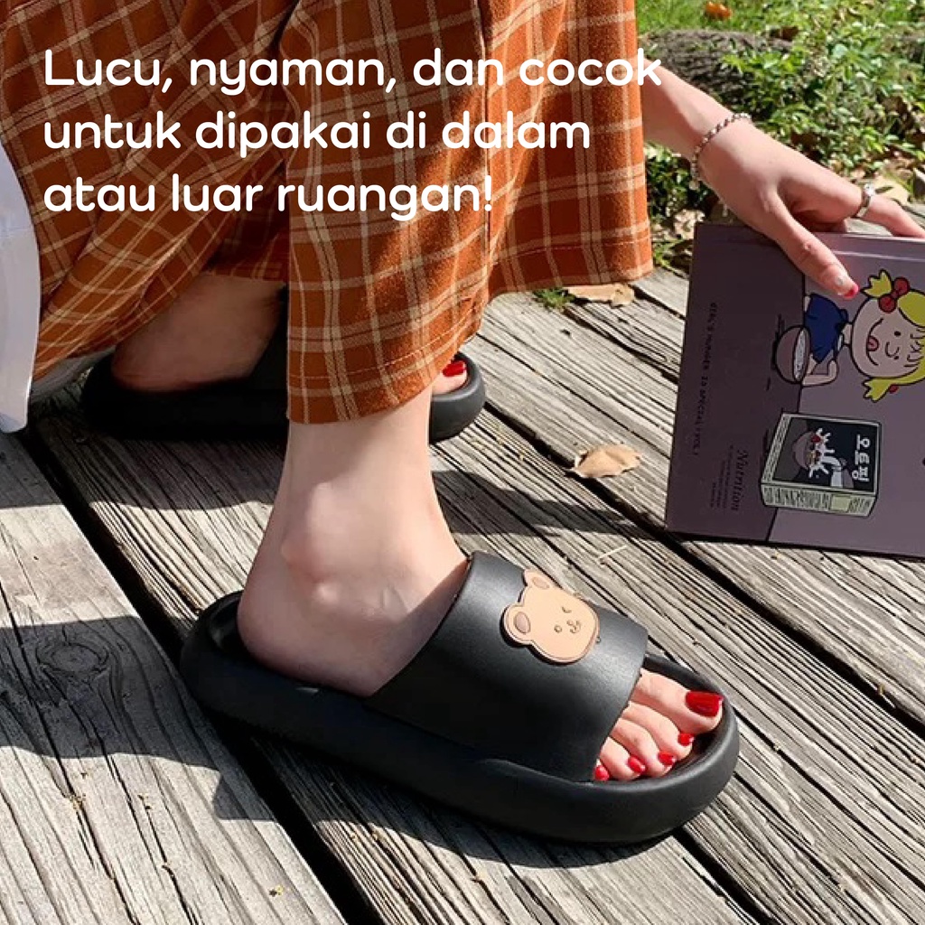 【IKONE】KUMA Bear Sandal Slip motif Beruang Unisex Sandal Rumah