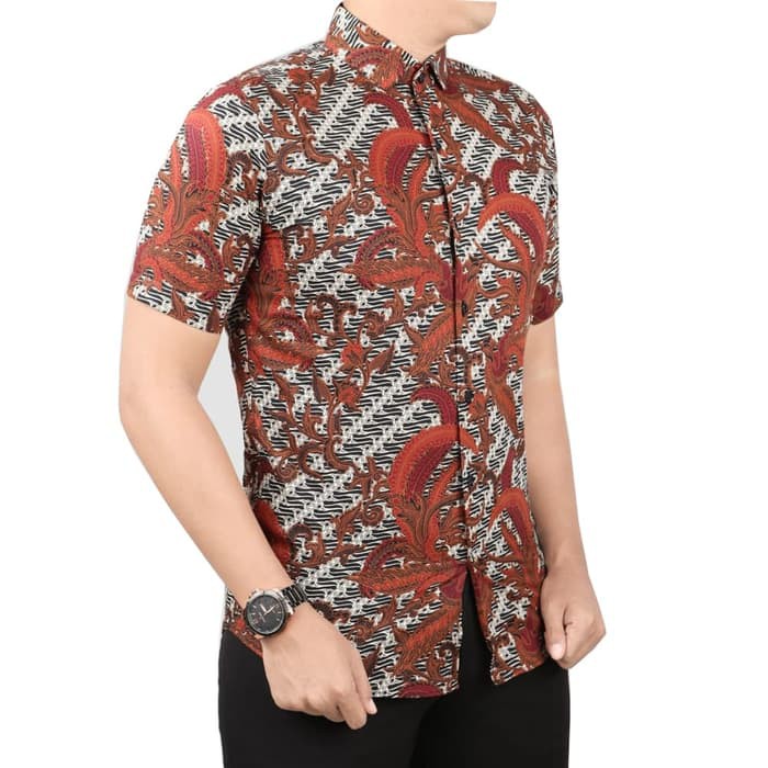 VM Kemeja Batik Pendek Slimfit Batik pria Modern Slim