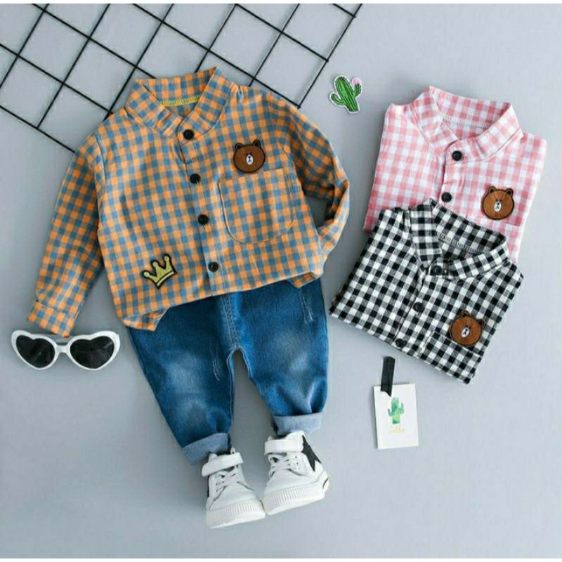 Setelan anak laki-laki import / setelan anak laki-laki Jeans import / setelan kotak anak laki-laki
