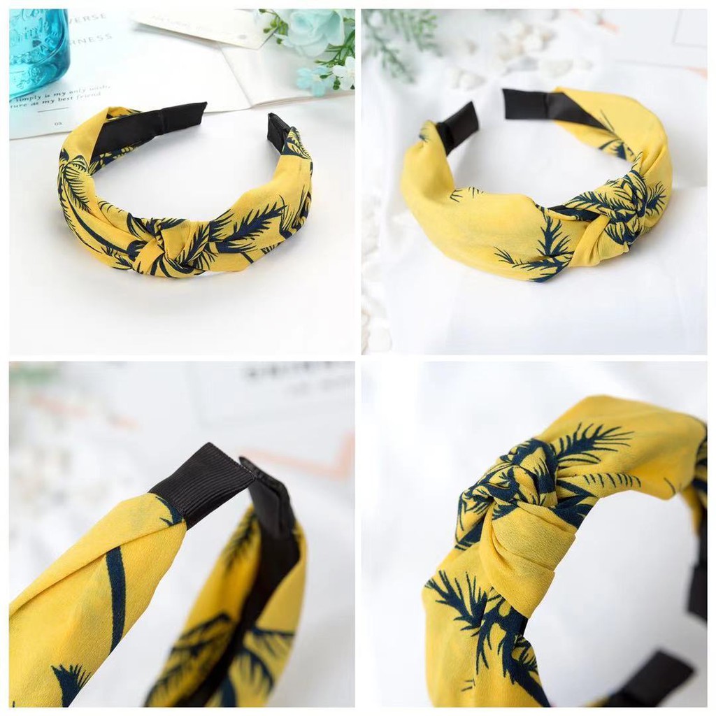 Bando Bandana Wanita Simpul Korean Style Motif Daun Aksesoris Rambut Wanita Fashion Korean Import