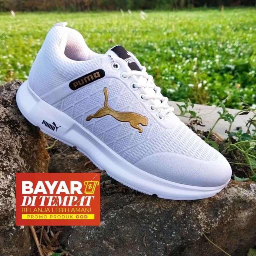 sepatu Sport putih gold casual sneakers pria dewasa original model terbaru gaya kekinian anak muda 2022 Sneakers / sepatu jalan jalan pria / sekolah