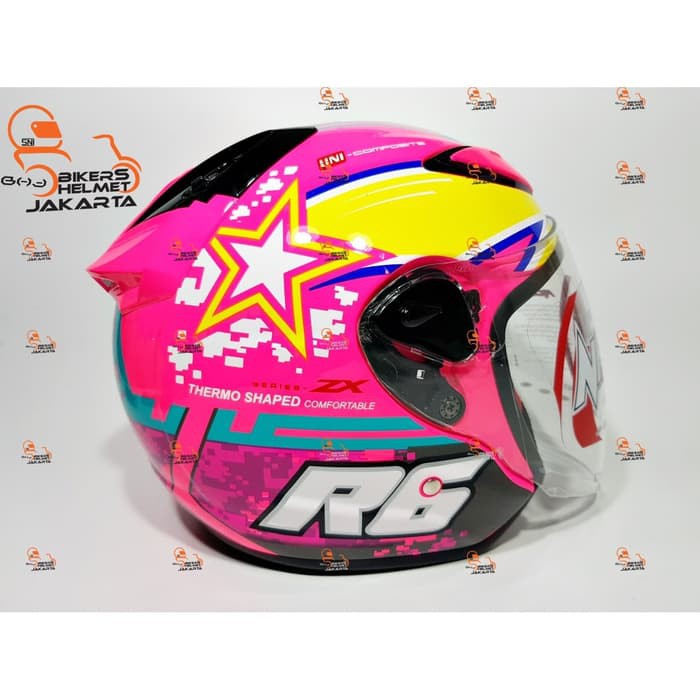NHK HELM R6 MOTIF PIXEL PINK FLUO HALF FACE - M