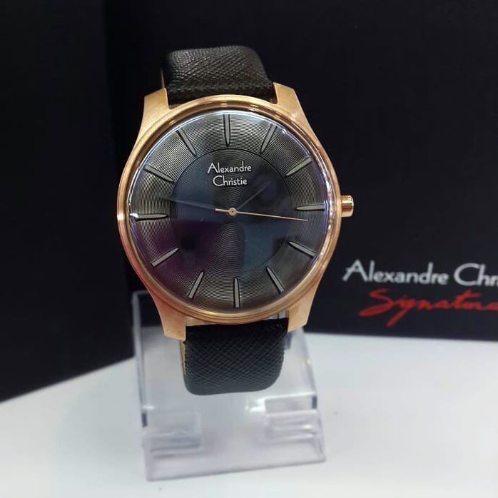 Alexandre Christie 100% Original ac8532 Jam Tangan unisex signature black rosegold