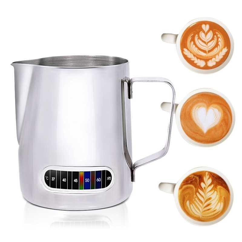 Leeseph Teko Kopi Espresso Latte Art 600ml with Thermometer [Silver]