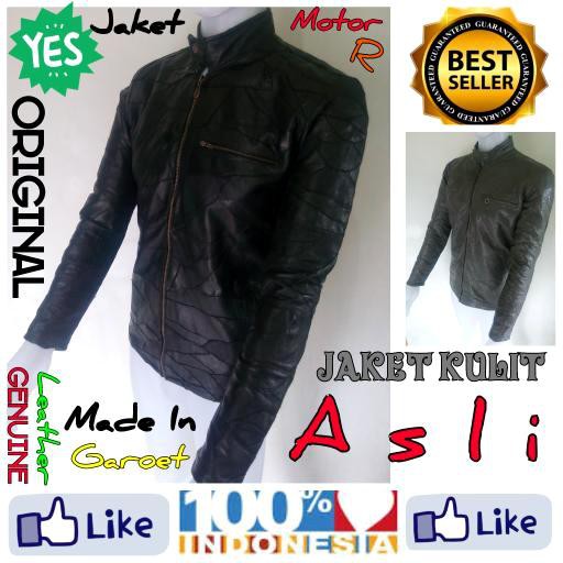 Jaket pria kulit asli model batik sulam made in Garut