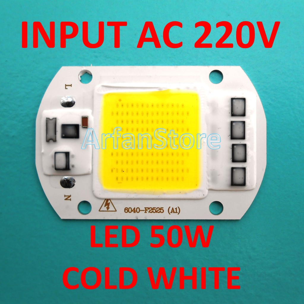 Input AC 220V LED 50W Cold White HPL Putih Tanpa Driver Versi Ekonomis