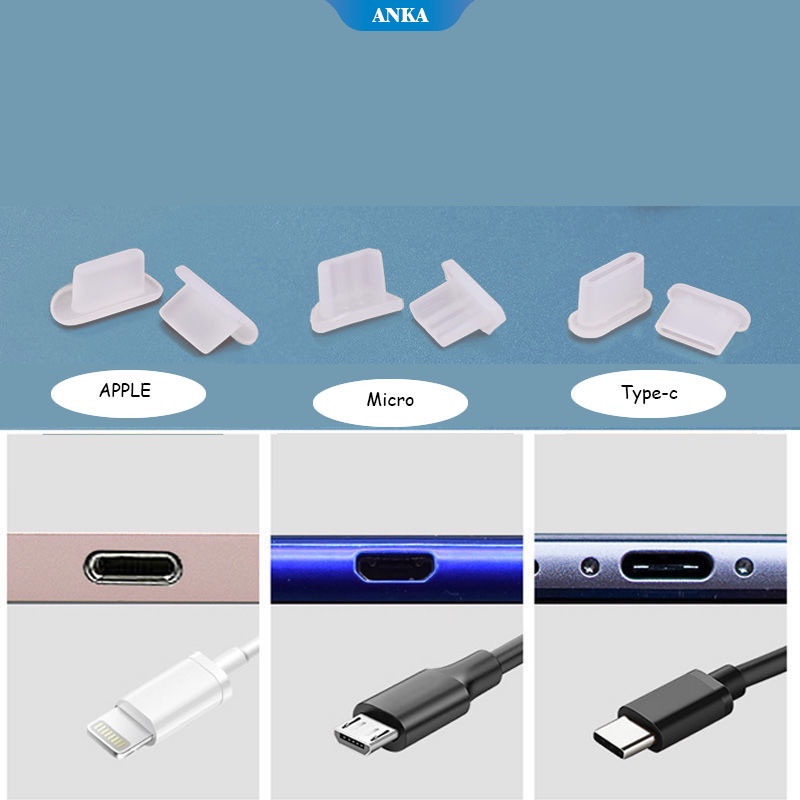 #5-10 PCS Tipe-C Debu plug USB for IOS port pengisian silikon penutup pelindung, cocok untuk perangkat pintar aksesoris ponsel IOS Huawei OPPO Xiaomi tutup pelindung penutup