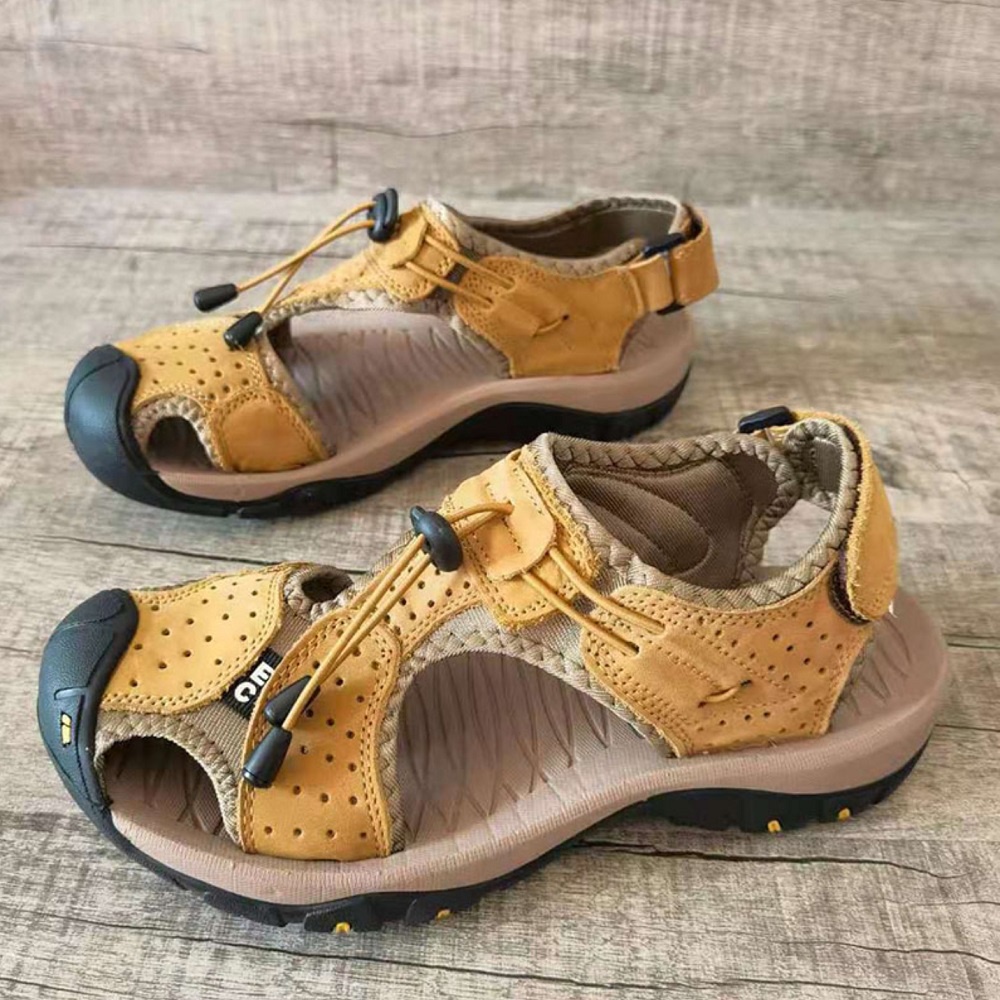 COD Fashion Kulit Asli Handmade Sandal Hiking Gunung Pria Original Sendal Trekking Keren Bernapas Musim Panas Outdoor 012