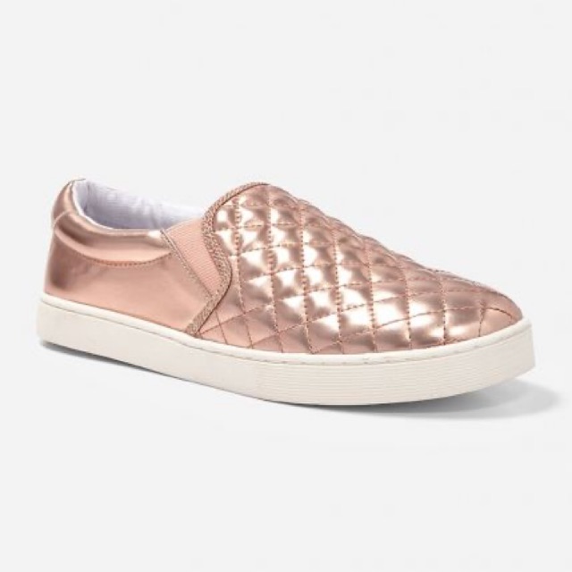 rose gold quilted sneakers
