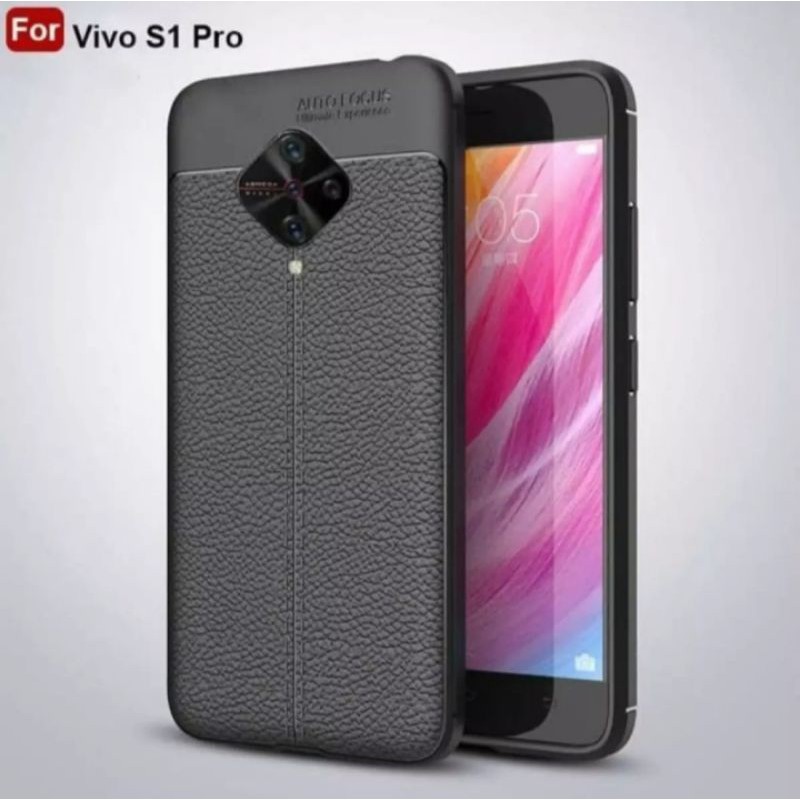 Case Softcase Auto Focus Vivo S1 Pro / Case Slim Leather Carbon