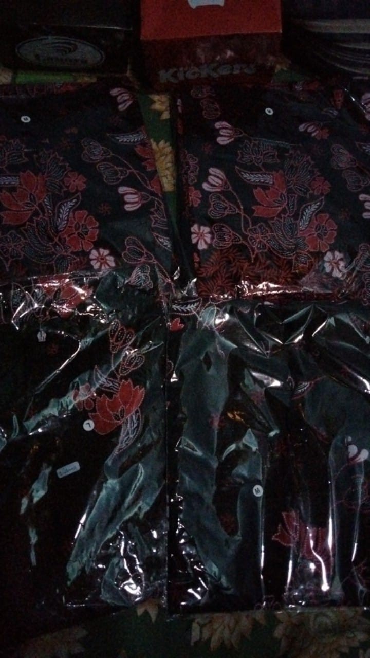 Batik Couple Keluarga Sania Ruffle Couple Ori Ndoro Jowi Dnt Motif Sakura Merah