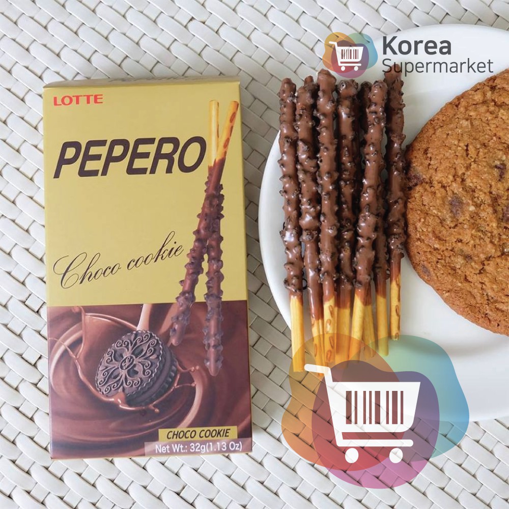 Lotte Choco Cookie Pepero 32g/Biskuit Coklat Rasa Coklat Cookies Asli Korea