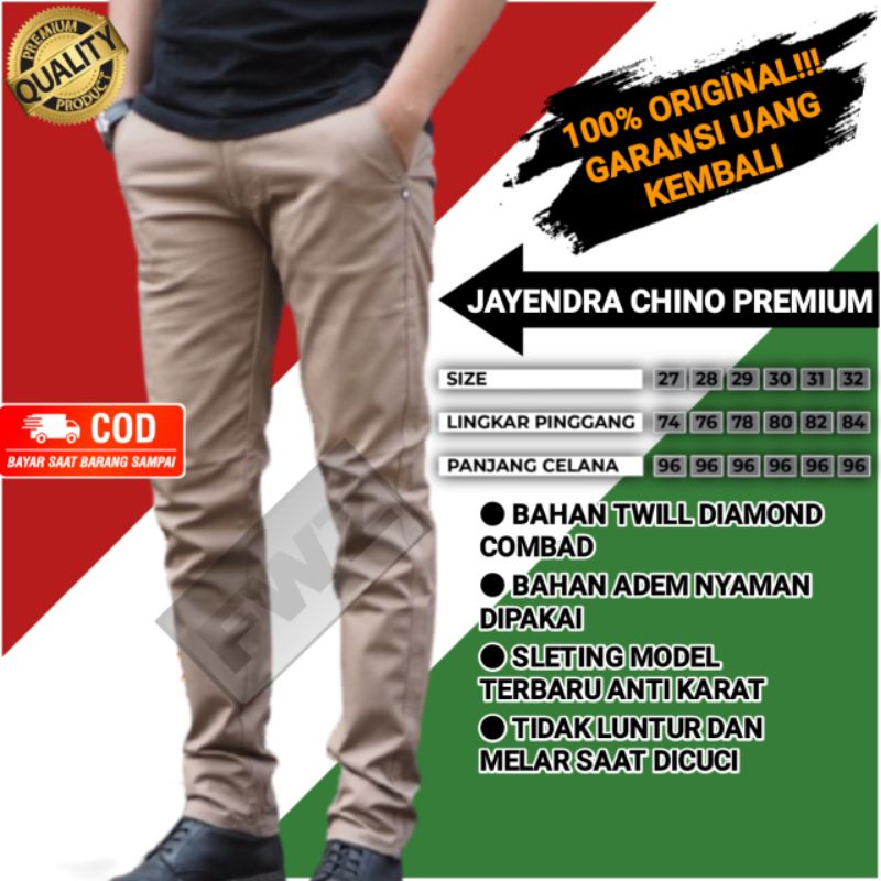 Celana Chino Panjang Pria Laki Laki Dewasa Casual Santai Kerja Harian Slimfit Chinos Cino Pants Mocc