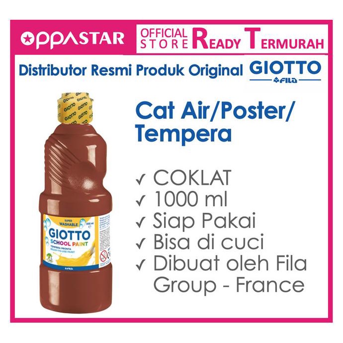 

SALE Giotto School Paint 1000 ml Brown Coklat - Cat Poster Kertas/CAT AKRILIK SET/CAT AKRILIK SET 24 WARNA/CAT AKRILIK PASTEL/CAT AIR/CAT AIR LUKIS SET/CAT AIR GIOTTO/KUAS LUKIS 1 SET/KUAS LUKIS KECIL/KUAS LUKIS LENGKAP/KANVAS LUKIS/KANVAS LUKIS