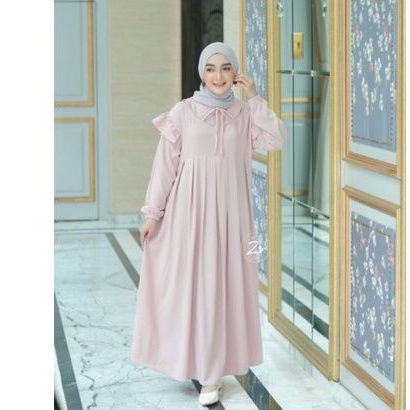 Gamis zara dan camilla by zr itycrepe dress polos realpict simple terbaru wanita muslim busui