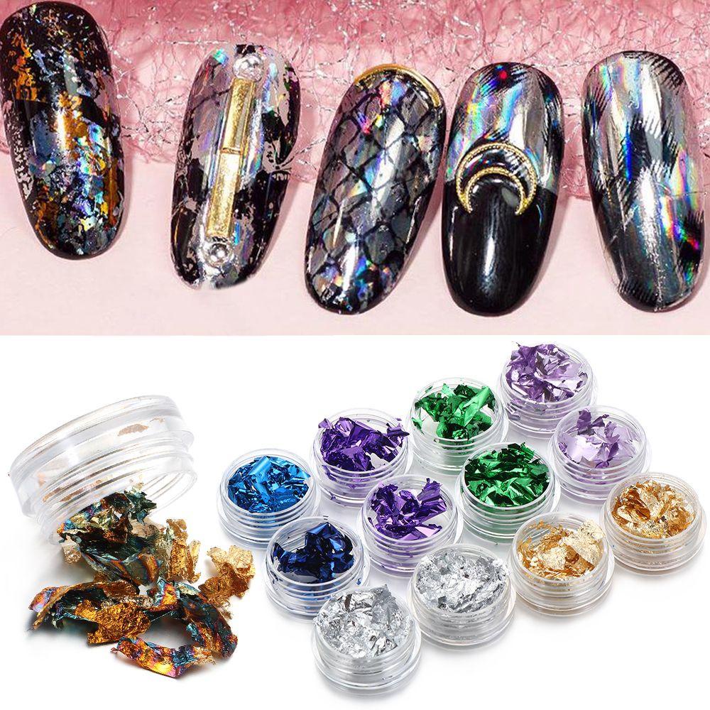 Preva 12PCS Gold Leaf Flake DIY Kerajinan Sequin Art Dekorasi Gilding Decor Filling Bahan Resin Cetakan Tambalan