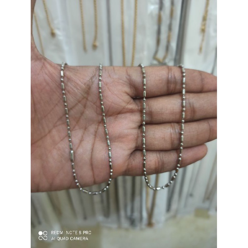 KALUNG MONEL MODEL BAMBU PANJANG 75CM WARNA SILVER