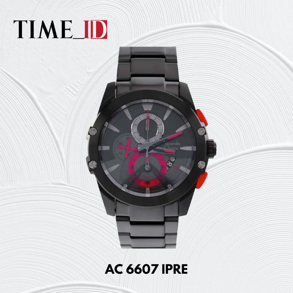 Jam Tangan Alexandre Christie 6607 BLACK RED Pria