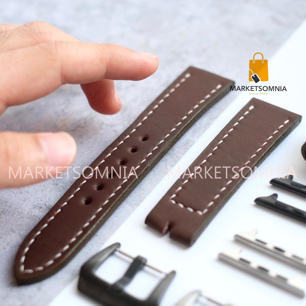 KULIT ASLI Strap jam tangan 22mm Seiko Original Leather Handmade iwatch 5 6 galaxy apple watch 45mm