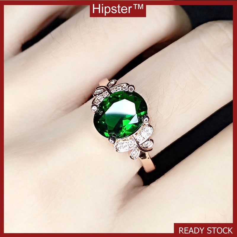 Hot Sale Vintage Luxury Rose Gold Emerald Diamond-Studded Ring