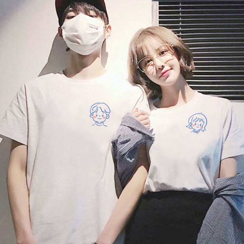 MYSTIQUE.ID-BAJU KAOS COUPLE BLUE GIRL&amp;BOY T-SHIRT LUCU DAN AESTHETIC