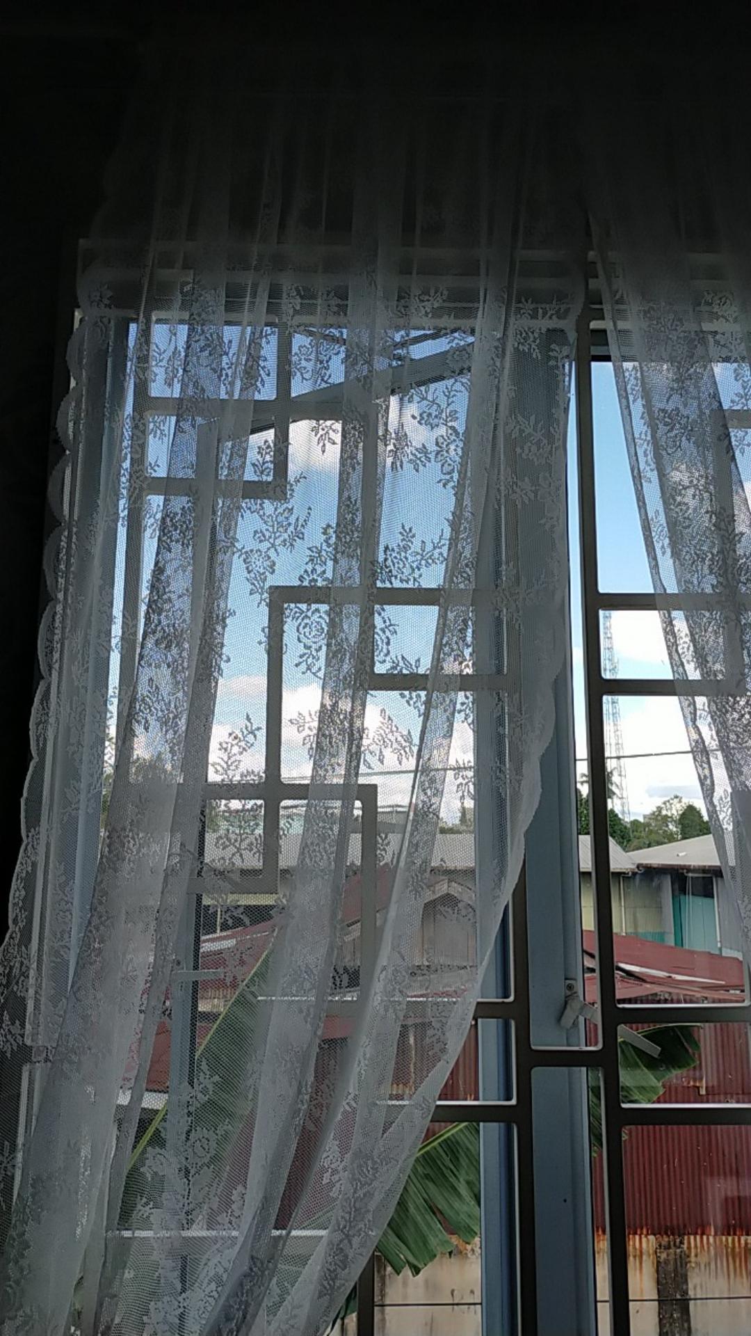 Vitrase / Tirai Tembus Pandang / Tirai Putih / Gorden Putih, 1 Pasang, Putih Pudar Al1040