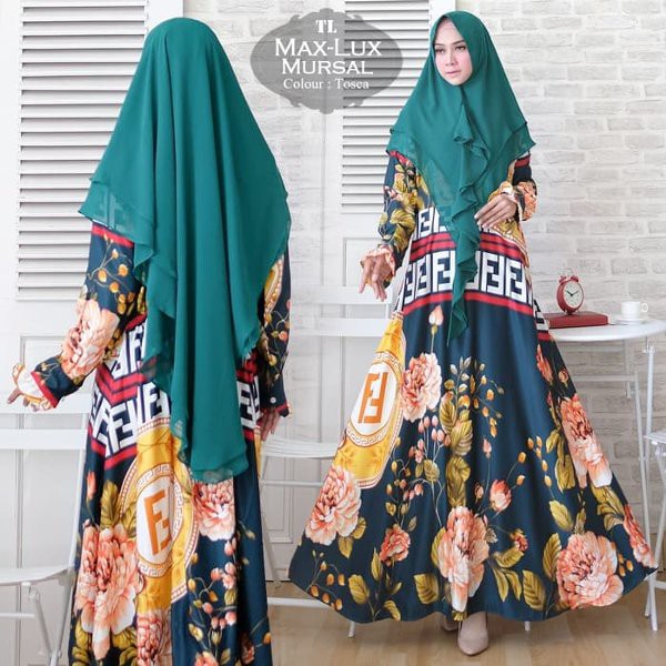Baju Muslim Wanita Syari Max Lux Mursal Tosca TL - Gamis Wanita Maxmara Hijau Tosca