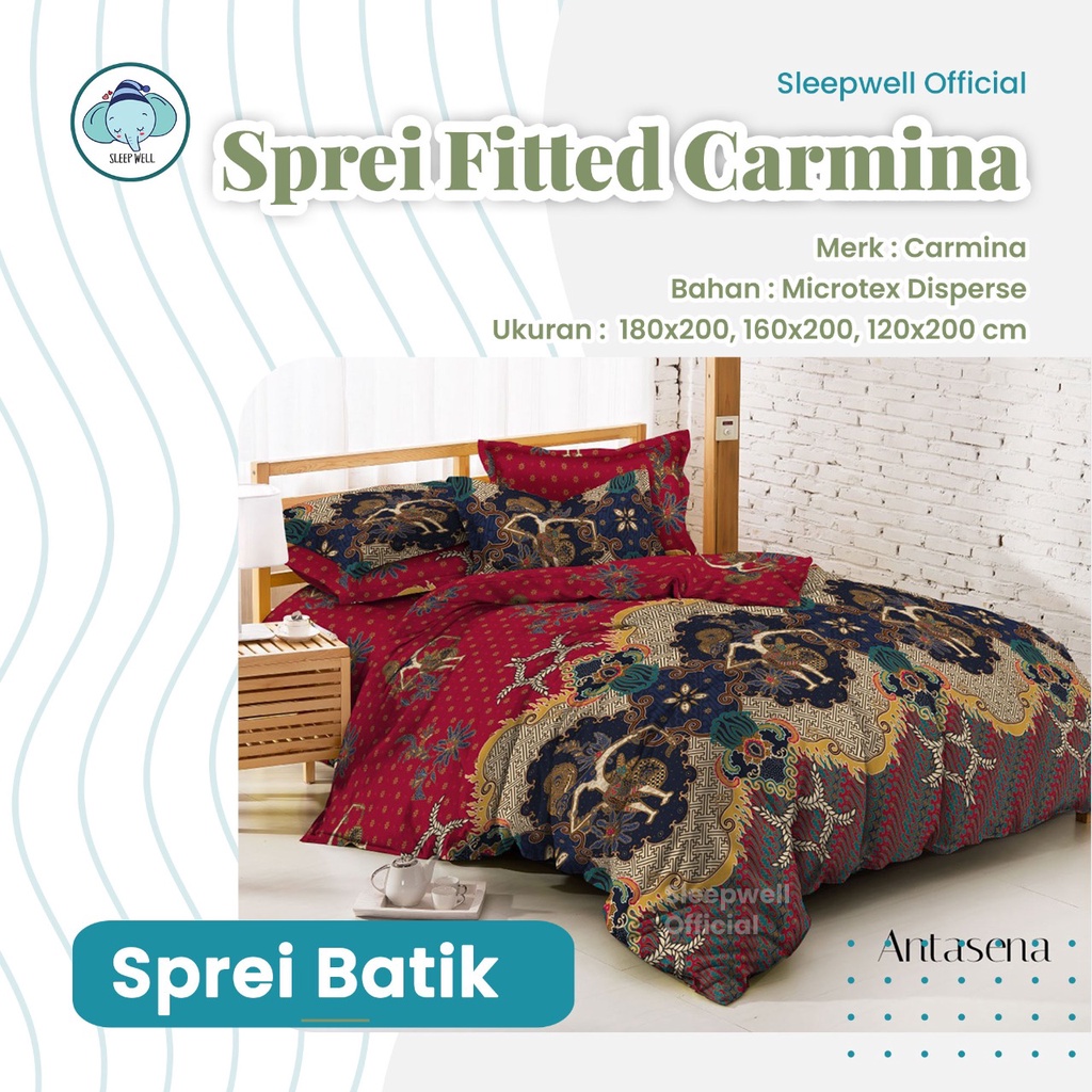 Sprei CARMINA 180X200 160x200 - Sprei Batik Asmaradana Cemani Dewandaru Jaladara Meranti Kanendra Ka