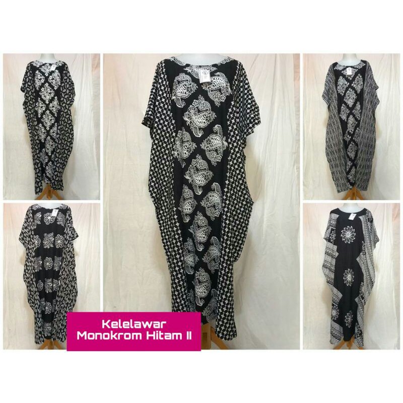 Daster kelelawar Monocrom Hitam/Daster Lowo Jumbo Hitam Putih/Daster Kalong Jumbo Kekinian