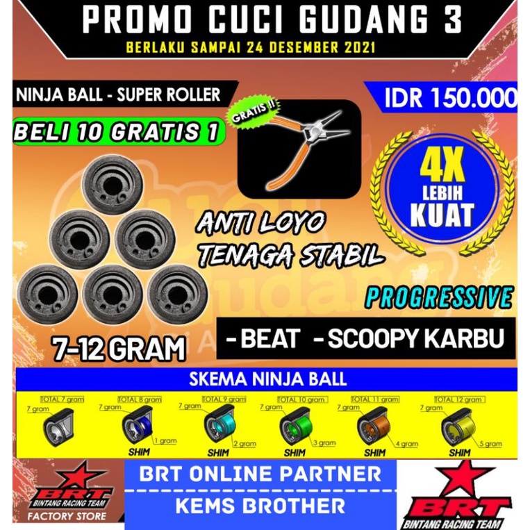 NINJA BALL ROLLER BRT ORIGINAL NMAX AEROX PCX ADV VARIO 125 GENIO MIO LEXI BEAT FI MIO J MIO SPORTY XMAX