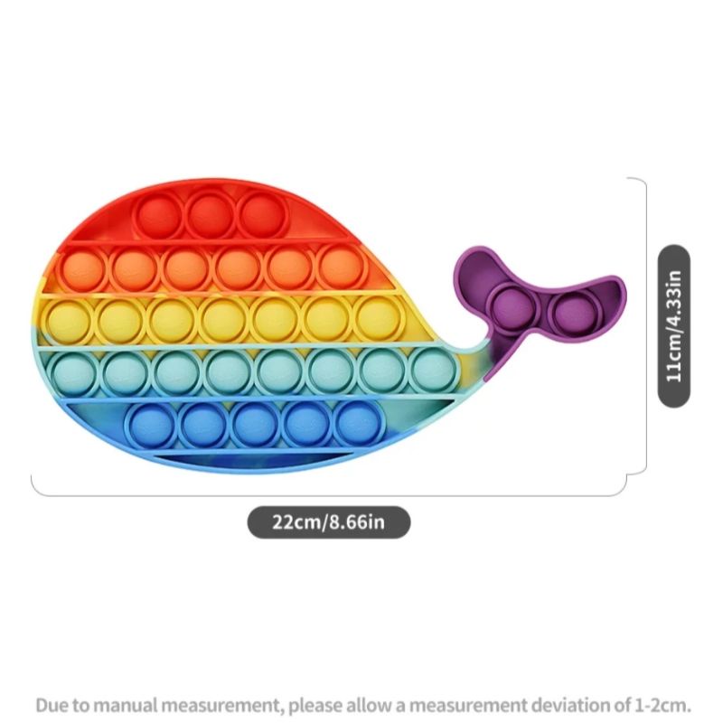BIANCA - Mainan Anak Pop It Fidget RAINBOW Bubble Push Pop its Fidget Toys-WHALE RAINBOW
