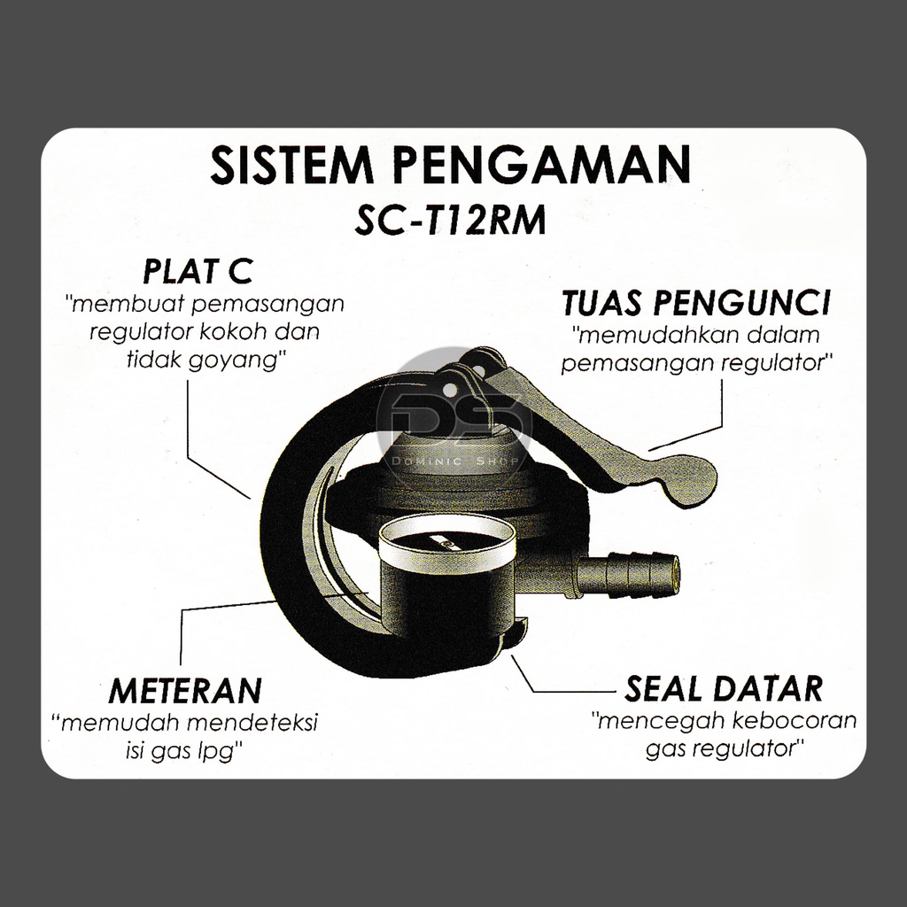 Regulator Destec Star Cam SC-T12RM (dengan meter) / Regulator Tabung Gas / Regulator Kompor