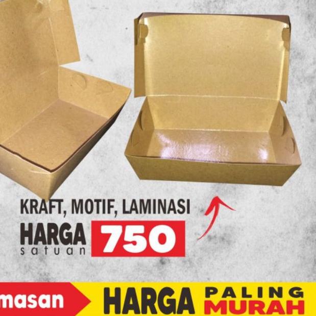 ❃ Paper Lunch Box L Motif Kraft Laminasi (34pcs) ➭