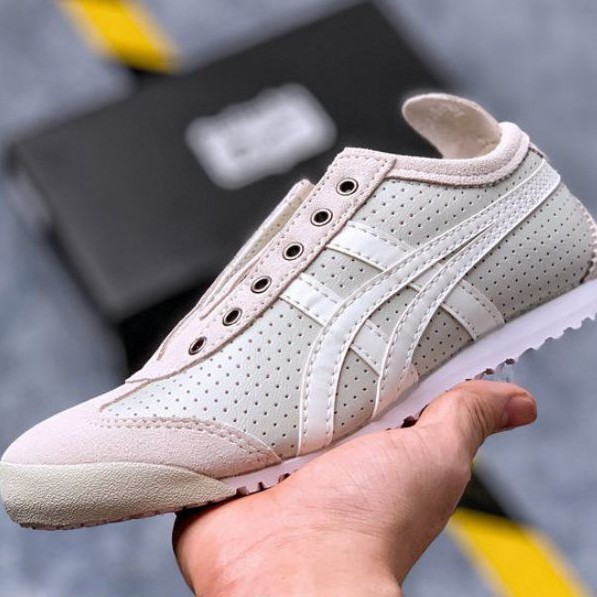 Sepatu Onitsuka Tiger Slip on Original Grey White Leather