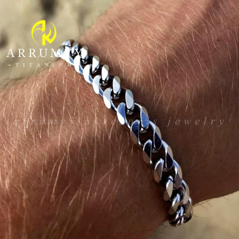 ARRUMYY gelang pria rantai silver original titanium anti karat