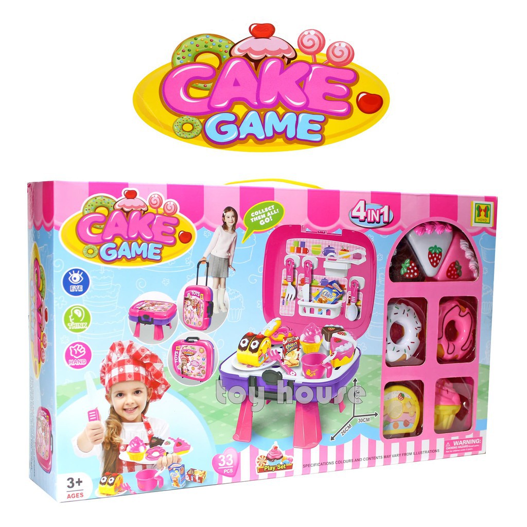 Mainan Anak Cake Game Trolley 2 in 1 masak-masakan chef