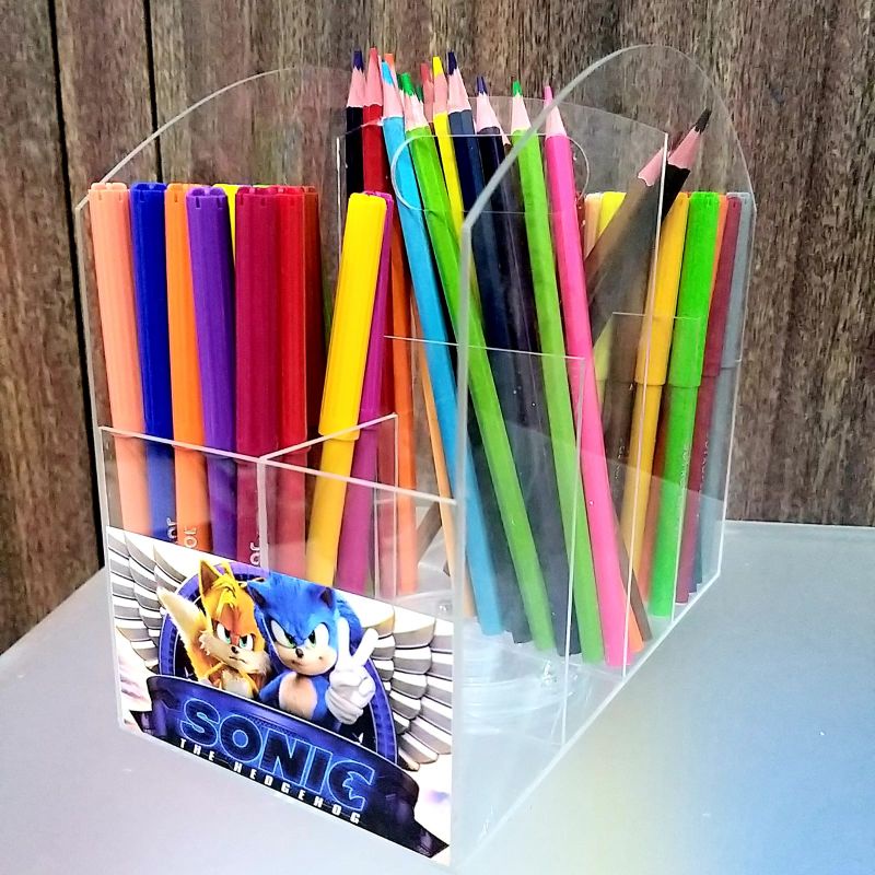 Pencil Case Acrylic Tempat Pensil Akrilik Rotate 360 Organize Meja Akrilik Putar