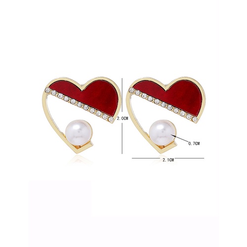 LRC Anting Tusuk Fashion Black Metal Heart Stud Earrings A63174