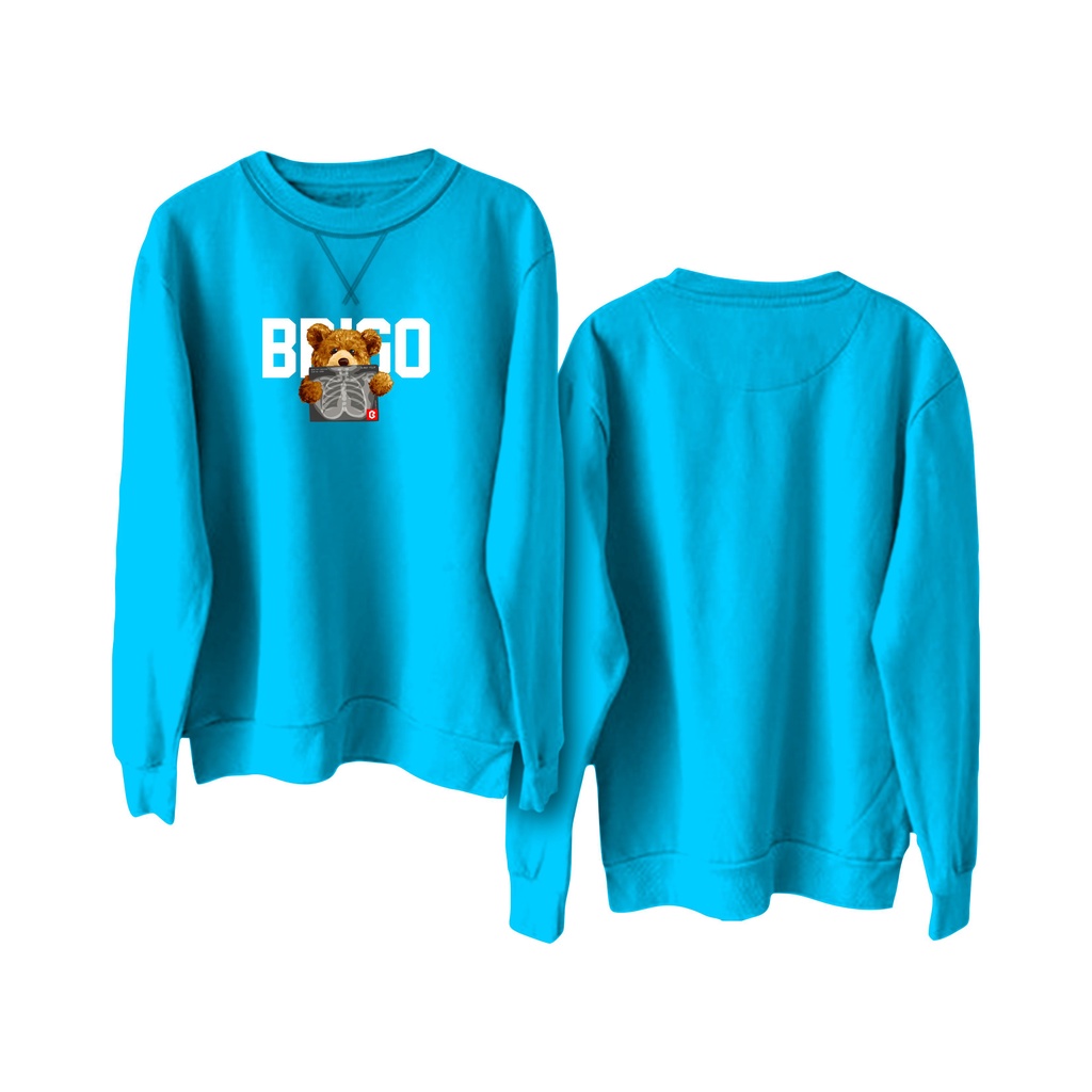 BRIGO Basic Sweatshirt BERUANG RONTGEN II Sweater Crewneck BRIGO Sablon DTF Fleece Cotton II SIZE M-XXL (Pria &amp; Wanita) Free stiker&amp;Gantungan Kunci