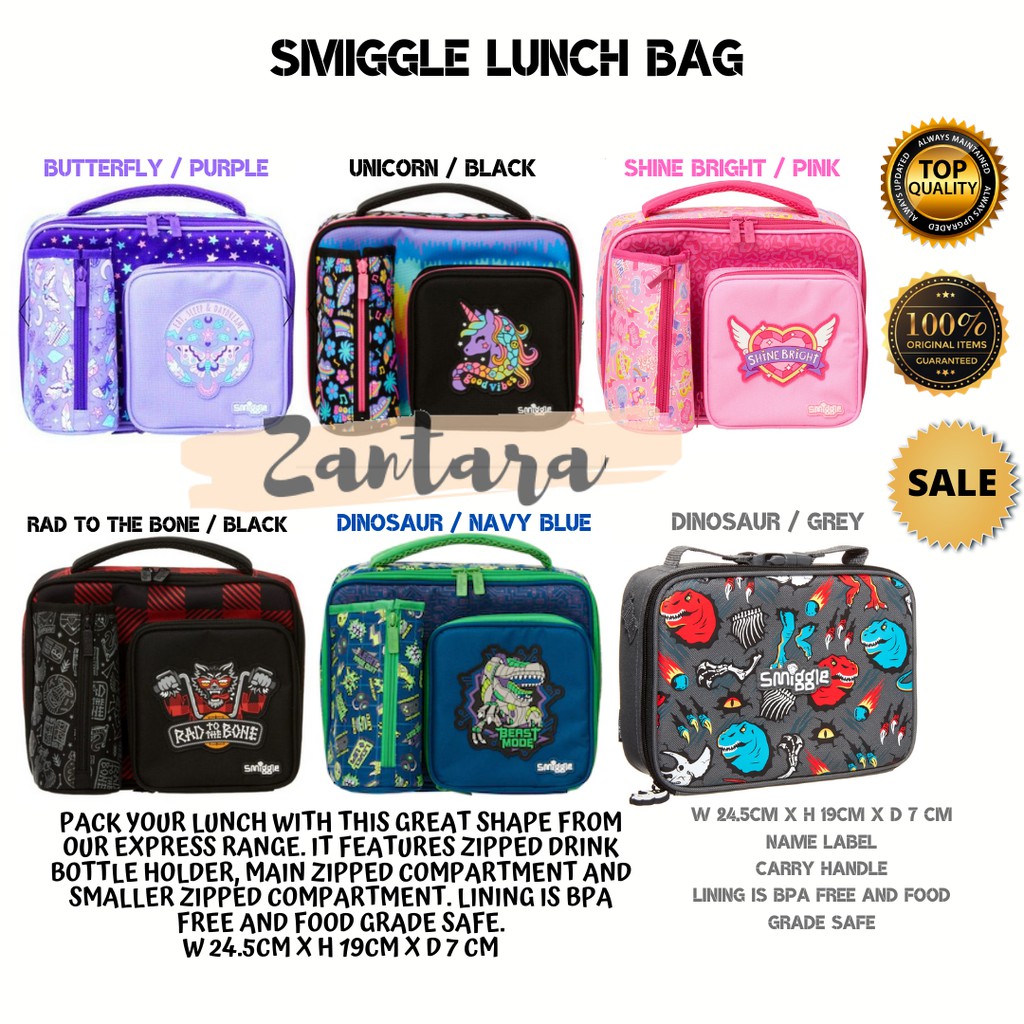 Smiggle Lunch Bag + Tempat Botol Minum / Tas Makan Anak Smiggle dan Botol Minum - ORIGINAL