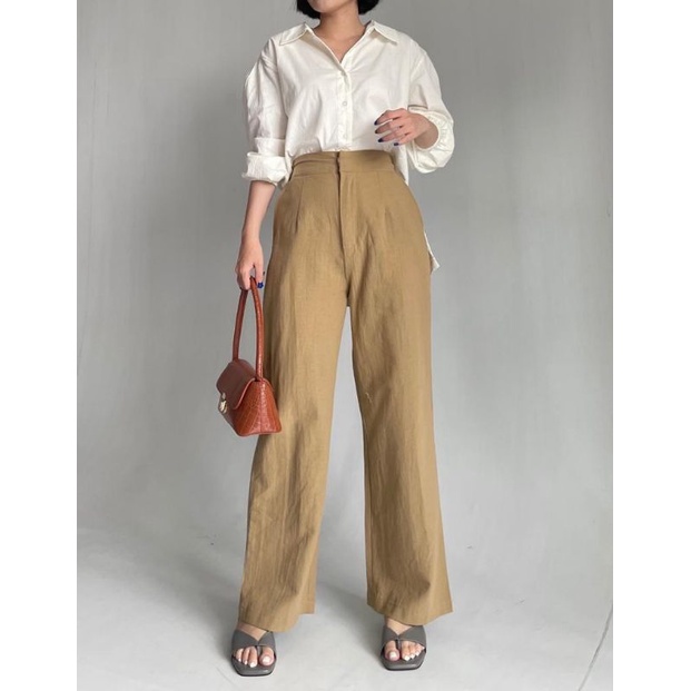 Sedang Tren Celana kulot linen highwaist 2239 Linen import | celana kulot wanita